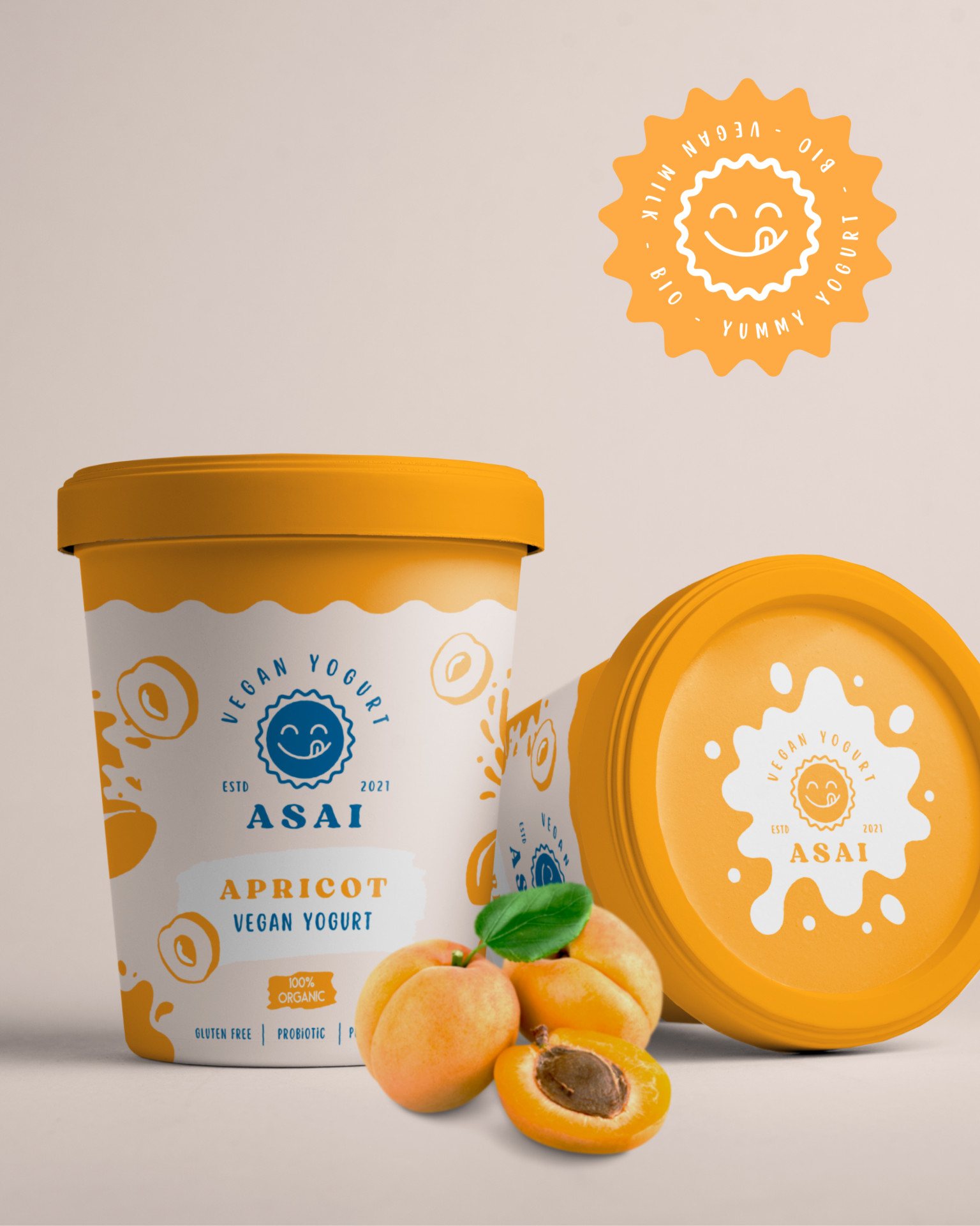 yaourt vegan packaging produit abricot